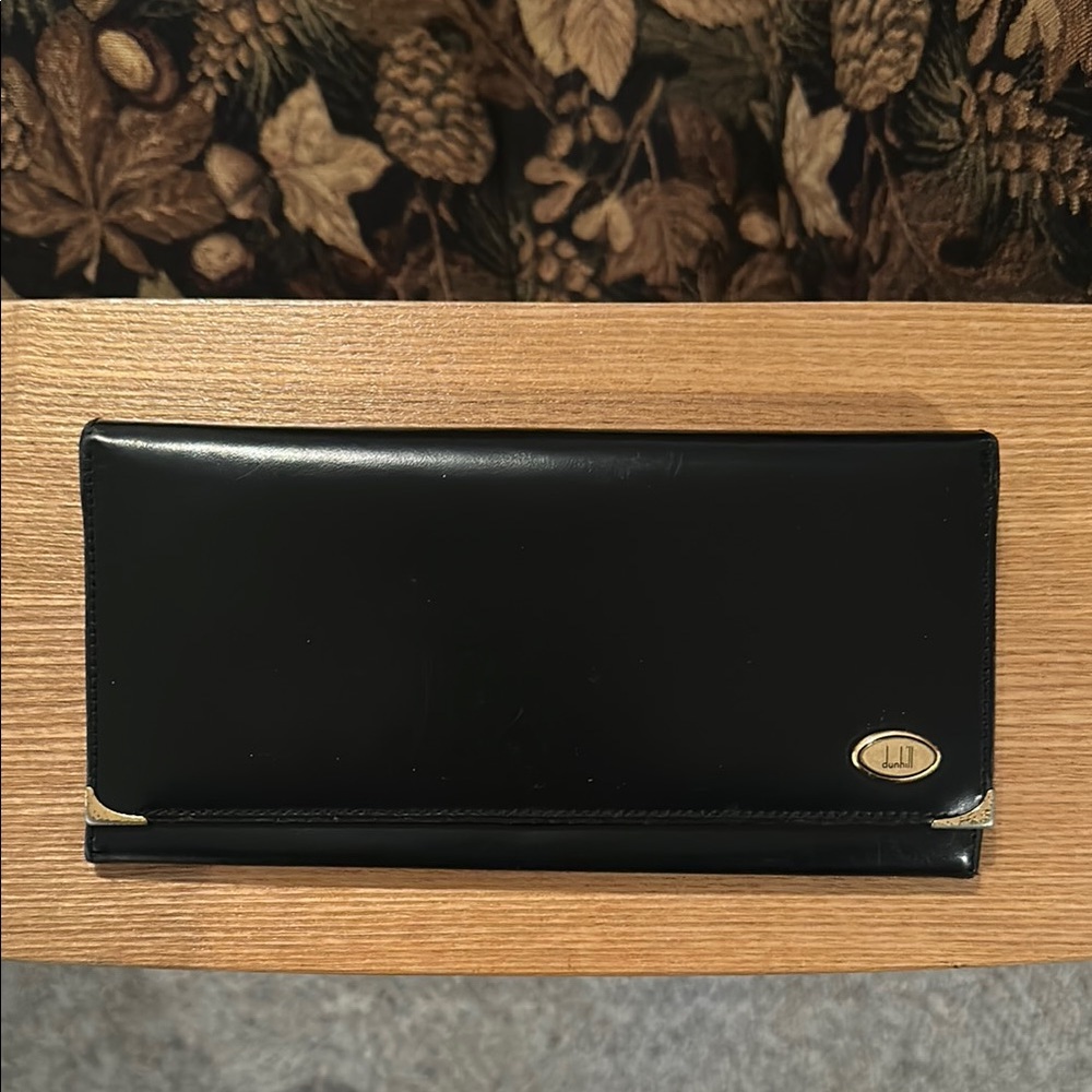 Dunhill Black Leather Wallet with Gold Accents